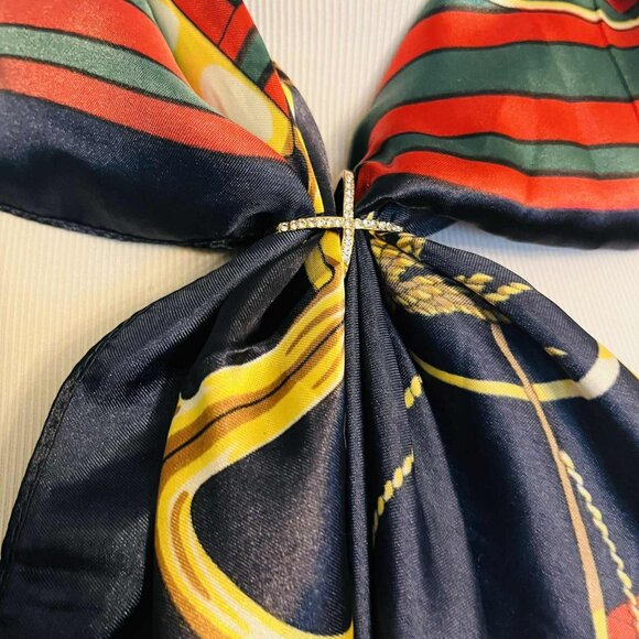 New Classic Equestrian Scarf — Faux Silk, 90×90 cm (Modern Chinese Design) - Picture 4 of 7